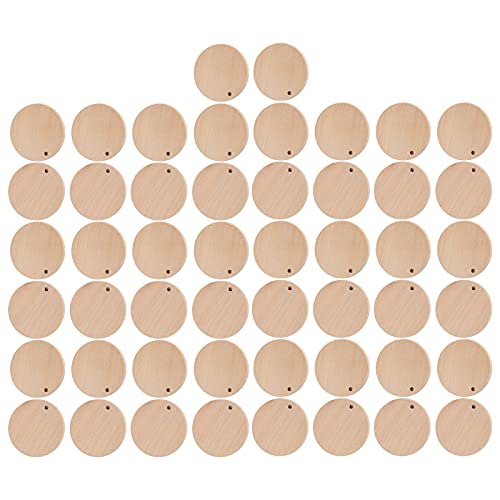 OVAQUIXI Hochwertige 50pcs Runde Holzchip-Dekoration Vielfältige Holzflockenhandwerkshandwerk Dekor für die Schildherstellung, Kartenherstellung von OVAQUIXI