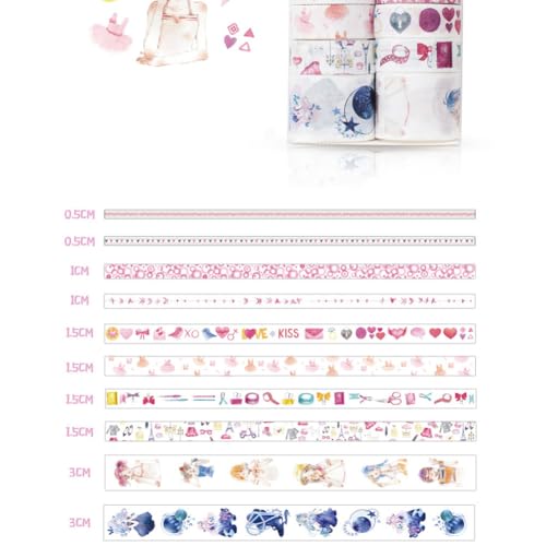 OVAQUIXI Hochwertiges Entzückendes WaSli-Bandset mit Premium-Material, Schönes Washi-Klebeband für Schüler und DIY-Album, 10 PCs Washi Tape Set für Scrapbooking und Journaling (Mädchen -Tagebuchbox) von OVAQUIXI