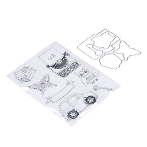 OVAQUIXI Klarer Abdruck Schreibmaschinen -Eulen -Mustermarken für Kartenherstellung und Handwerk, DIY Transparente Dekorative Briefmarken für Papierhandwerk, Recycelbare Briefmarken, Ideal für DIY von OVAQUIXI