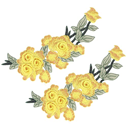 OVAQUIXI Kleidung Accessoires Blume Bestickter Patch für Jeansjacken, Schals, 2 PCs (YELLOW) von OVAQUIXI