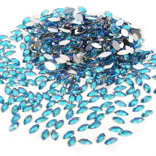 OVAQUIXI Kristall Strasssteine, 500pcs 7*15 Mm Acryl Flat Rücken Horse Eye Form Dekor, 5 Farben Erhältlich, Ideal für DIY -Kunsthandwerk, Scrapbooking, Bekleidungsdekor, Wohnkultur, 500 Kristall (#2) von OVAQUIXI