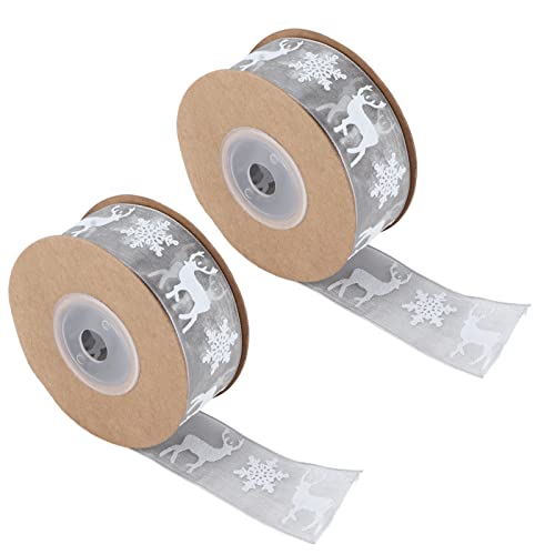 OVAQUIXI Mehrzweckgrau -Satin -Stoffband für Weihnachtsdekoration, 2 Brötchen Geschenkbänder für DIY Kunsthandwerk und Schmuckhersteller von OVAQUIXI