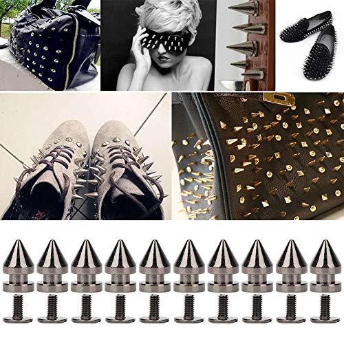 OVAQUIXI Metallnietkugel Spikes für -Jacke, Tasche, Schuhdekoration mit 20 -pcs (8 * 13,5 mm Waffenfarbe) von OVAQUIXI