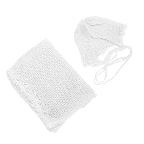 OVAQUIXI Neugeborene Babyfotografie Requisiten Mohair Hat Wrap Set Set Sod, Atmungsablöser Hautfreundlicher Handwäsche Nur für Babyfotografie (Hut + Umhang) von OVAQUIXI