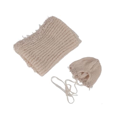 OVAQUIXI Neugeborene Babyfotografie Requisiten Mohair Hat Wrap Set Set Sod, Atmungsablöser Hautfreundlicher Handwäsche Nur für Babyfotografie (Hut + Umhang) von OVAQUIXI