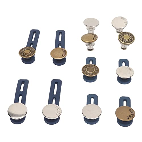 OVAQUIXI No Sew Extend -Knöpfe 12pcs Hosen Taste Extender Abtrennbare Legierung Silikon Ring Set, Flatback -Design für Hosen Röcke Kleidung Kleidung von OVAQUIXI