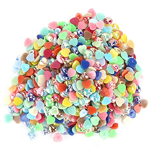 OVAQUIXI Peach Heartshaped Imitation Pearl Perlen 1000 PCs Buntes Halbe Gesicht DIY Accessoires für Schmuckherstellung, Kunsthandwerk für Junge Menschen von OVAQUIXI