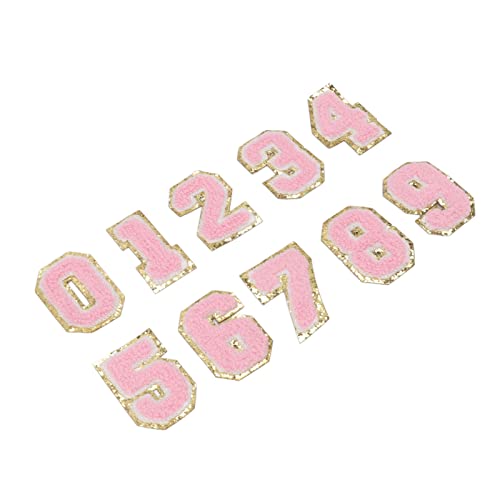 OVAQUIXI Pink Number Patches Exquisite Bügeln für Jacke Hemdschuhe 10pcs Pink Nummer Weit Verbreitet für das Nähen von Vorräten Verwendet von OVAQUIXI