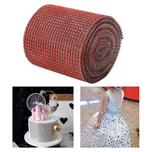 OVAQUIXI Präzise Strassbänder Mesh Hochzeitskleidungsdekoration, Helle Farbe 9m Schmuckzubehör für Weihnachtsmutter Tag, Plastik 12 Cm (Rot) von OVAQUIXI