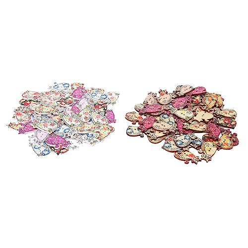 OVAQUIXI Retro -Katzenstil -Holzknöpfe Zum Nähen von DIY Dekoration, 100pcs Verschiedene Farben Holzknöpfe für Kleidung Sammelalbum Dekorationen, Haltbares Material von OVAQUIXI