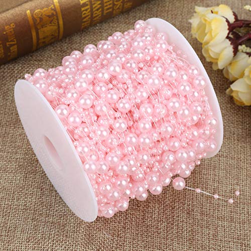 OVAQUIXI Schleifperlenkügelchen Garland String - DIY Hochzeitsdekoration - Glänzende Perlenperlen 60 M Roll (PINK #03) von OVAQUIXI