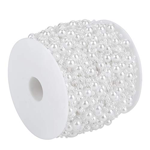 OVAQUIXI Schleifperlenkügelchen Garland String - DIY Hochzeitsdekoration - Glänzende Perlenperlen 60 M Roll (WHITE) von OVAQUIXI