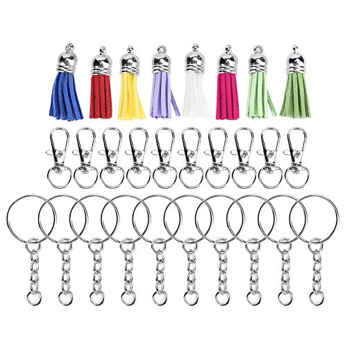 OVAQUIXI Schlüsselkette mit Zinklegierung mit 50 Ringen, 50 Ketten, 25 Quasten Zum Erstellen von Schlüsselanhängen und Mobilem Zubehör OVAQUIXI Schlüsselkette mit Zinklegierung mit 50 Ringen, 50 Ketten, 25 Quasten Zum Erstellen von Schlüsselanhängen und Mobilem Zubehör von OVAQUIXI
