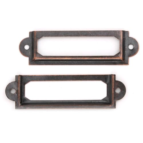 OVAQUIXI Schubladenbezeichnungen Set, Vintage -Design mit 20 Tags und Schrauben Zur Organisation von Holzkästen und -alben, Ideal für DIY und Studentenprojekte (Rotbronze) von OVAQUIXI