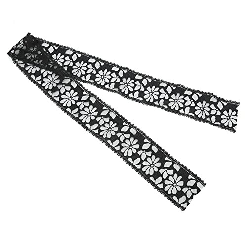 OVAQUIXI Schwarzes Spitzenband Bequeme Blumenwellenmuster Elastischer Trim für DIY -Heimdekorationen 10 Meter für Handwerksliebhaber (RF21-PJ7011) von OVAQUIXI
