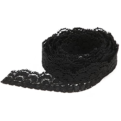 OVAQUIXI Schwarzes Spitzenband Elastizier für DIY -Nähdekorationen 10 Meter Dehnbares Blumenmuster Spitzenband für Schmuck Design von OVAQUIXI