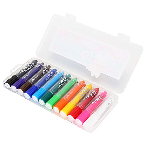 OVAQUIXI Silky Crayon Buntes Rotierendes Set für die Malen der Schöpfung auf Verschiedenen Texturen, Geliebt von Kindern und Erwachsenen, 12 Farben + 1 Malerei Pinsel von OVAQUIXI