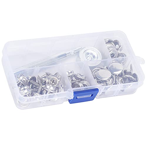 OVAQUIXI Snap -Befestigungselement Edelstahl -Selbsttapping Snap Befestigungsmittel für Möbelgarderoben 62pcs Taste für Koffer, Zelte, Zelte von OVAQUIXI