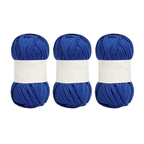OVAQUIXI Spaghetti -Garn Weich Hautfreundliche Baumwollteppichgarn Zum Häkeln von Strick -DIY, Heller Farbkante, 5pcs Pack für Wohnkultur (Dunkle Marineblau) von OVAQUIXI