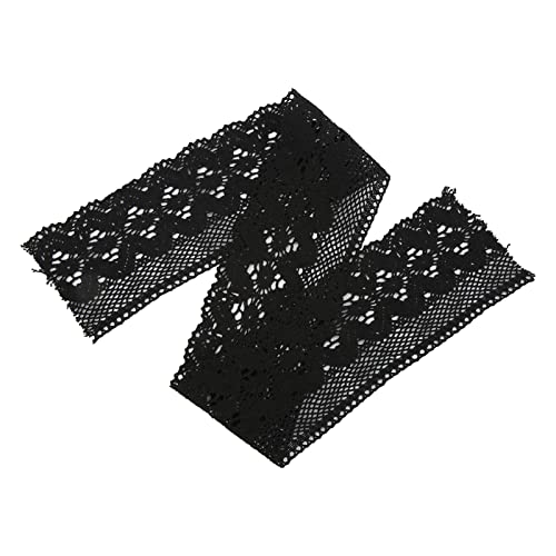 OVAQUIXI Spitzenverkleidung Schöner Baumwollfaden 10 Meter Klares Muster -Kleidungsdekoration DIY -Vorhang, Spitze Zum Nähen, Bastelspitze, Anwendbare Szene: Geburtstagsfeiern (BLACK) von OVAQUIXI