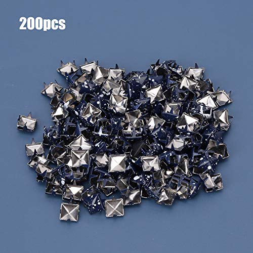 OVAQUIXI Square Niets Metall Stylish Schuhe Taschen Hüte Dekoration Accessoires für Lederhandwerk Nähen, 9mm 200pcs für Gürtel Hemdschuhe - Hellkaltes Brauner Schwarz Punkt (Dunkelblaue weiße von OVAQUIXI