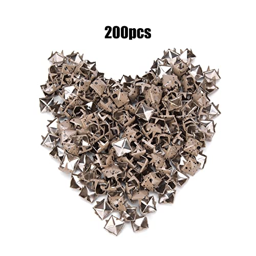 OVAQUIXI Square Niets Metall Stylish Schuhe Taschen Hüte Dekoration Accessoires für Lederhandwerk Nähen, 9mm 200pcs für Gürtel Hemdschuhe - Hellkaltes Brauner Schwarz Punkt (Hell kalte braune von OVAQUIXI