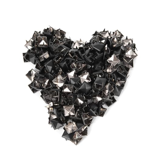OVAQUIXI Square Niets Metall Stylish Schuhe Taschen Hüte Dekoration Accessoires für Lederhandwerk Nähen, 9mm 200pcs für Gürtel Hemdschuhe - Hellkaltes Brauner Schwarz Punkt (Matt-schwarz) von OVAQUIXI