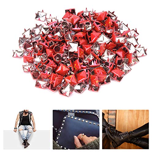OVAQUIXI Square Niets Metall Stylish Schuhe Taschen Hüte Dekoration Accessoires für Lederhandwerk Nähen, 9mm 200pcs für Gürtel Hemdschuhe - Hellkaltes Brauner Schwarz Punkt (Rote Basis gelbe von OVAQUIXI