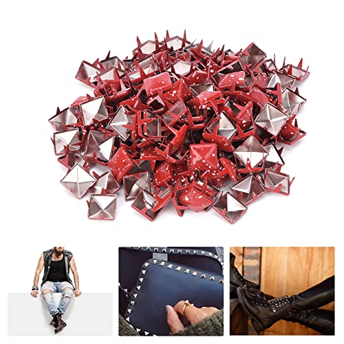 OVAQUIXI Square Niets Metall Stylish Schuhe Taschen Hüte Dekoration Accessoires für Lederhandwerk Nähen, 9mm 200pcs für Gürtel Hemdschuhe - Hellkaltes Brauner Schwarz Punkt (Weiße Punkte auf von OVAQUIXI