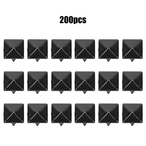 OVAQUIXI Square Niets Metall Stylish Schuhe Taschen Hüte Dekoration Accessoires für Lederhandwerk Nähen, 9mm 200pcs für Gürtel Hemdschuhe - Hellkaltes Brauner Schwarz Punkt (glänzend schwarz) von OVAQUIXI