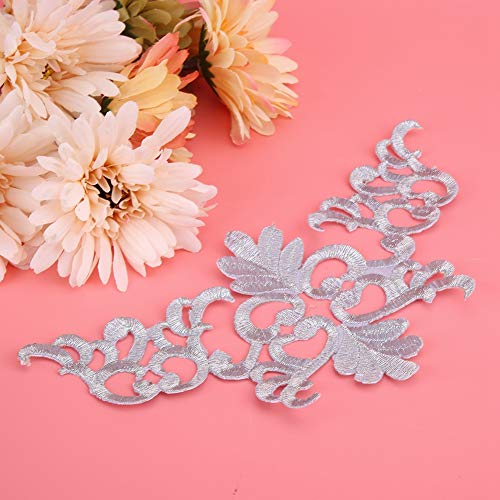 OVAQUIXI Sticked Patch DIY Craft Decoration Bekleidung Accessoires für Kleidung, 4PCS -Nähtuchaufkleber Set für Stickereien, Stoffmaterial, Gold/Silber, 4 X 8 X 11 22 Cm (Pagodenform Silber) von OVAQUIXI