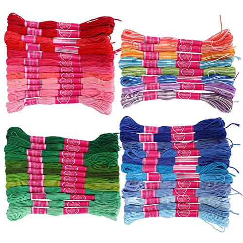 OVAQUIXI Stickerei -Faden -Cross Stitch Floss Nähwerkzeug für DIY Handwerk 44 PCs Gradienten Polyester Baumwollstränge für, Freunde und Anfänger von OVAQUIXI