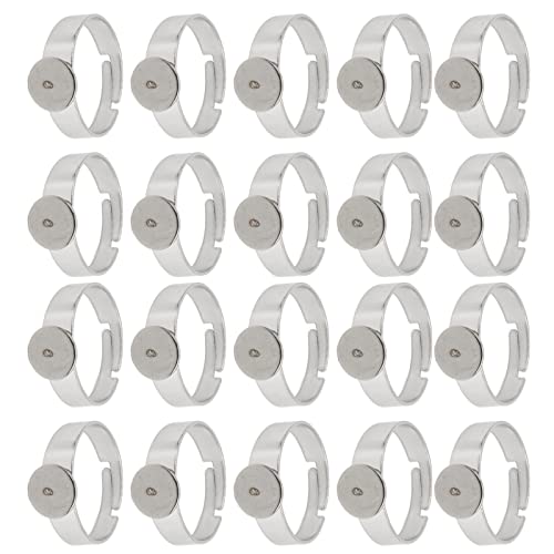 OVAQUIXI Stilvolle Verstellbare Edelstahlring -Rohling -Rohling für DIY Ringe Macher mit 20 PC Flat Basis Ideal für DIY Schmuck 8mm 8mm von OVAQUIXI