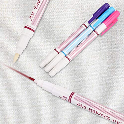 OVAQUIXI Stoff Wasser Löschbarer Stift Dual Tipps Marker für Handwerk Rot/blau/lila Zum Zeichnen auf Stoff 3PCs von OVAQUIXI