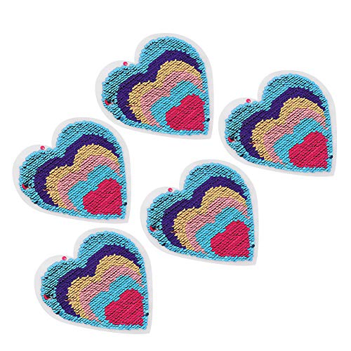 OVAQUIXI Stoffaufkleber Nähen Sie Flecken DIY Dekorationskunst für Hüte Schuhe, 5pcs Farbige Herz Patch Applikationen (#4) von OVAQUIXI