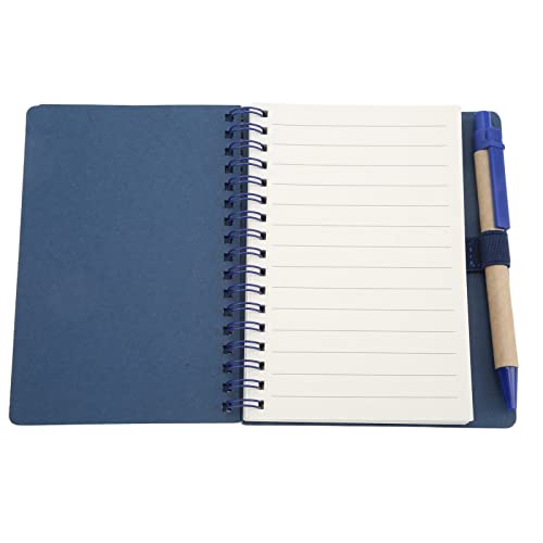 OVAQUIXI Student Notepad mit Insert Pen - Tragbares Doppelspulen -Leder Notizbuch, Praktische Geschäftliche Schreibwaren für Büro, Simple College Journal Book, 70 Seiten (BLUE) von OVAQUIXI