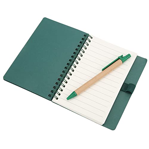 OVAQUIXI Student Notepad mit Insert Pen - Tragbares Doppelspulen -Leder Notizbuch, Praktische Geschäftliche Schreibwaren für Büro, Simple College Journal Book, 70 Seiten (GREEN) von OVAQUIXI