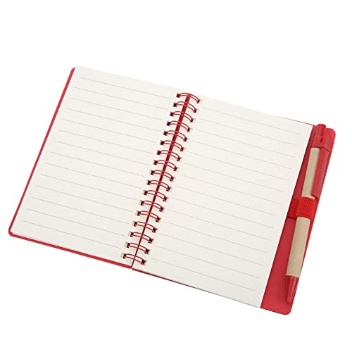 OVAQUIXI Student Notepad mit Insert Pen - Tragbares Doppelspulen -Leder Notizbuch, Praktische Geschäftliche Schreibwaren für Büro, Simple College Journal Book, 70 Seiten (Rot) von OVAQUIXI
