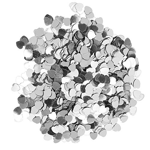 OVAQUIXI Valentinstag Day Heart -verdrängte Konfetti Elegante Party -Party Pailletten für Weihnachten und Verpackung 3000 PCS Herzgespritztes Konfetti für Partyeinladungskarte (SILVER) von OVAQUIXI