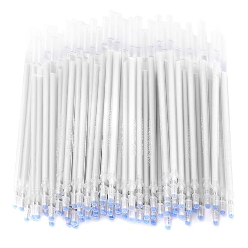 OVAQUIXI Verschwinden Stoffmarker Stift Set, 100 Pcs Hochtemperatur Verschwinden Stift Nachfüllungen Weiß - Verbesserter Markierungseffekt, Ideal für Dunkle Stoffe, Temperaturreaktion, Vielseitig von OVAQUIXI