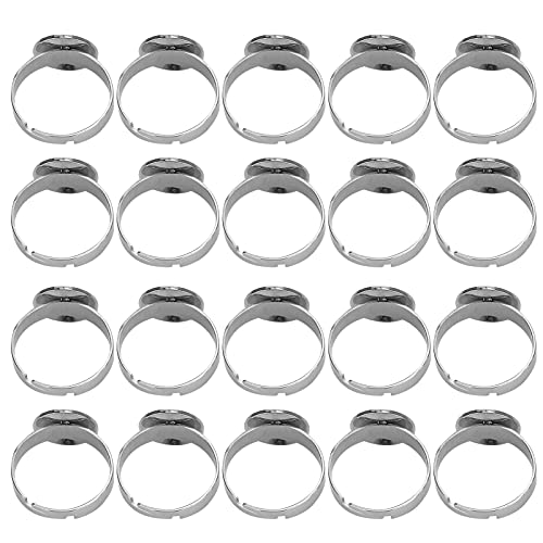 OVAQUIXI Verstellbare Edelstahl -Flachringbasen für DIY -Schmuckherstellung, 20pcs Halbfinale Ringe für Haushandwerk von OVAQUIXI