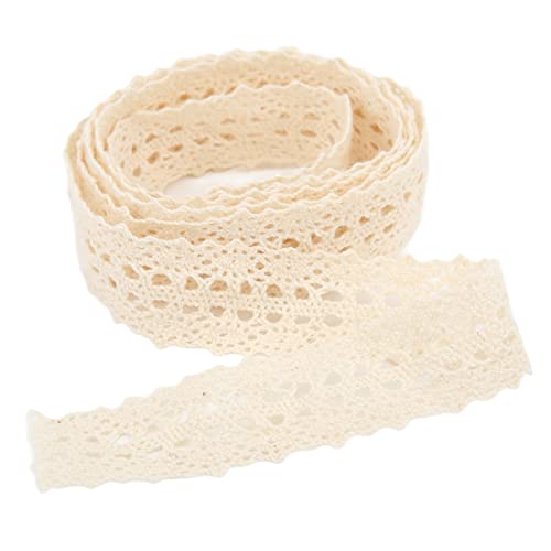 OVAQUIXI Weiße Spitzenverkleidung 20 Meter Exquisites Muster Weicher und Langlebiger Kleidungsdekoration für DIY -Vorhang, die Premium -Baumwollmaterial Erstellen (Beige) von OVAQUIXI