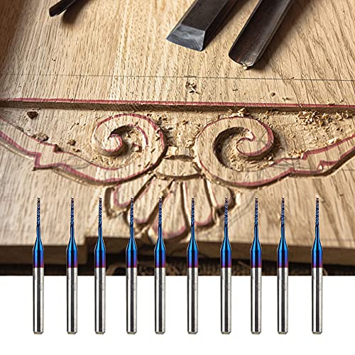 Ultra-Fine-Körnchen 10-pcs-Carbid-Router-Schneidbits für CNC-Leiterplattenmaschinen-Reinigen und Grat-freies Fräsen (1,1 mm) von OVAQUIXI