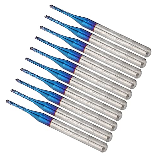 Ultra-Fine-Körnchen 10-pcs-Carbid-Router-Schneidbits für CNC-Leiterplattenmaschinen-Reinigen und Grat-freies Fräsen (1,3 mm) von OVAQUIXI