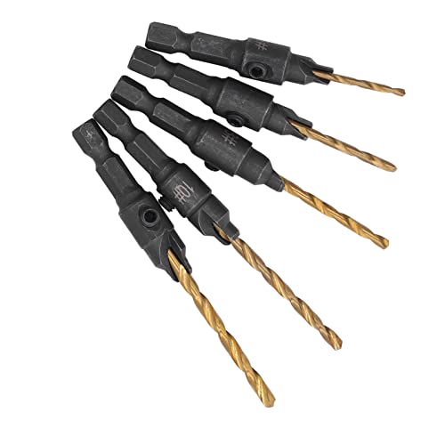 Vielseitiger Countersink-Bohrer-Bit, Hitzebehandelte Hochgeschwindigkeitsstahl, 5pcs in Verschiedenen Spezifikationen, 1/4-Zoll-Hex-Schaft von OVAQUIXI