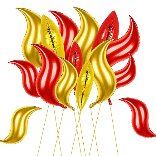 16 Stück Flammenballon-Dekorationen, flammenförmige Folienballons aus Mylar-Folie, S-Form, rote und goldene Metallic-Ballons, große Flammenballons, Geburtstagszubehör, Flammenballons, 16 Stück Flammenballon-Dekorationen, flammenförmige Folienballons aus Mylar-Folie, S-Form, rote und goldene Metallic-Ballons, große Flammenballons, Geburtstagszubehör, Flammenballons, von OVBOVA