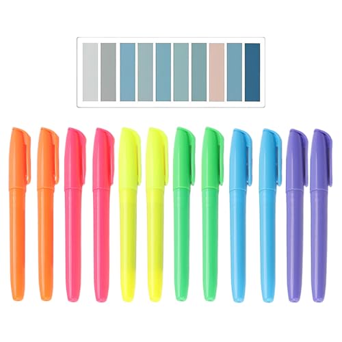 12-Teiliger Highlighter- Und 1-Teiliger Indexaufkleber, Wasserbasis, Marker-Stift, Studien- Und Bürozubehör, Studentische Briefpapier von OVDGWC