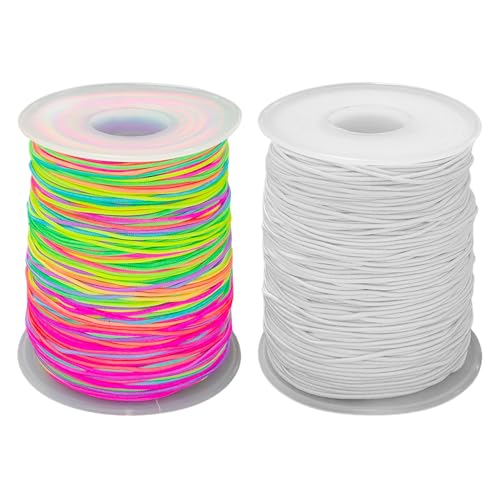 2 Stücke Perlen Elastisches Seil, Weiße Farbe Elastischer Linie, DIY -Schmuck Elastische Linie, Perlen -Gummibandseil, Halskettenarmband Elastisches Seil von OVDGWC