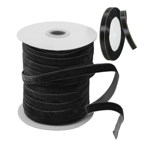 OVDGWC 1 Brötchen Samtband Und 1 Rolle Band, Geschenkboxverpackungsgürtel, Kleidungszubehör, Dekoratives Band, Handwerksherstellung von OVDGWC