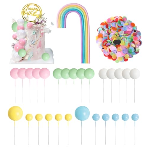 OVDGWC 1 Set Farbenfroher Kuchen -Topper, 1 Packung Buntes Konfetti, Kreativer Regenbogenball -Kuchen -Dekoration, DIY Dessert Dekoration, Geburtstagsfeierdekoration OVDGWC 1 Set Farbenfroher Kuchen -Topper, 1 Packung Buntes Konfetti, Kreativer Regenbogenball -Kuchen -Dekoration, DIY Dessert Dekoration, Geburtstagsfeierdekoration von OVDGWC